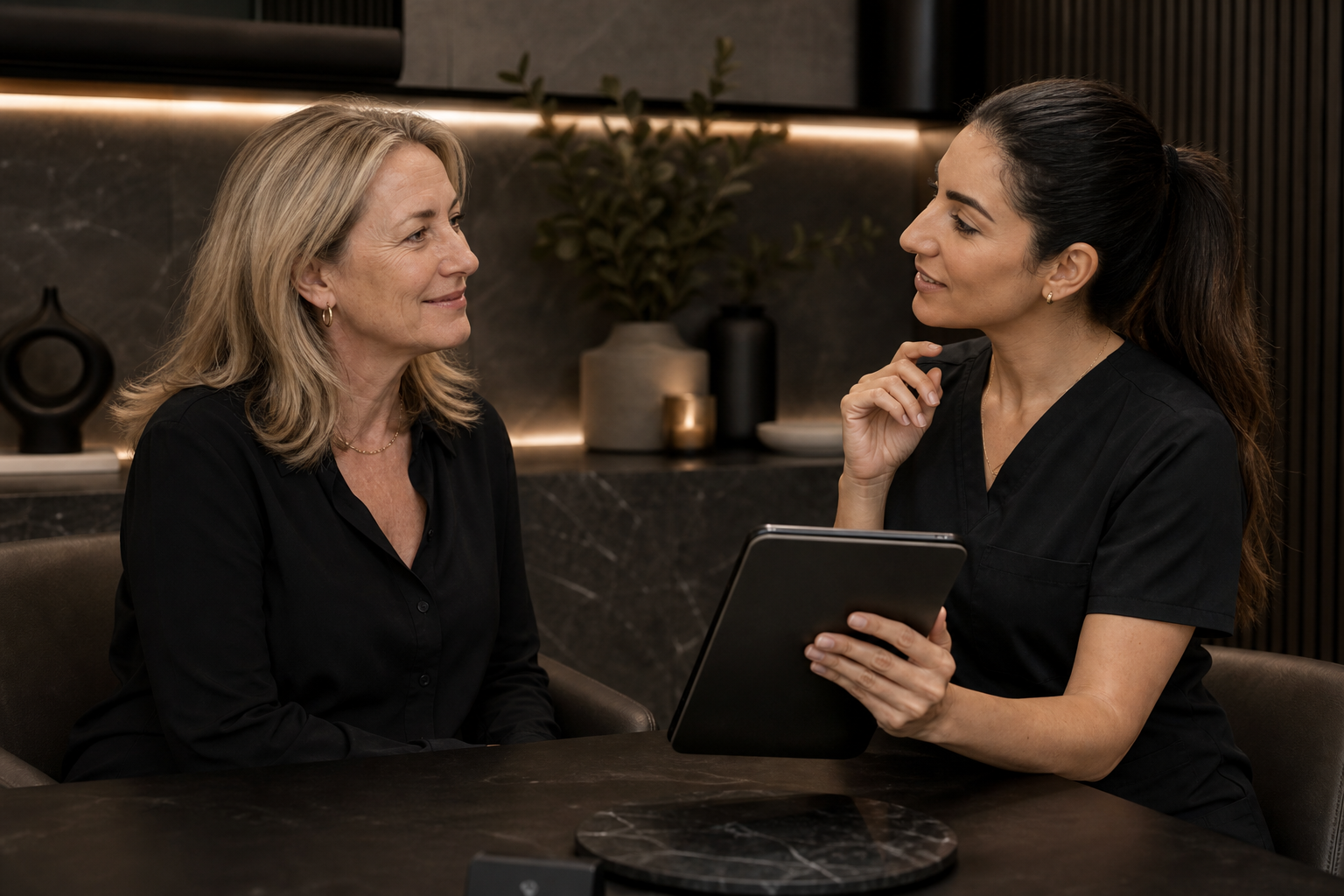 CULTSKIN practitioner consulting with a patient before treatment